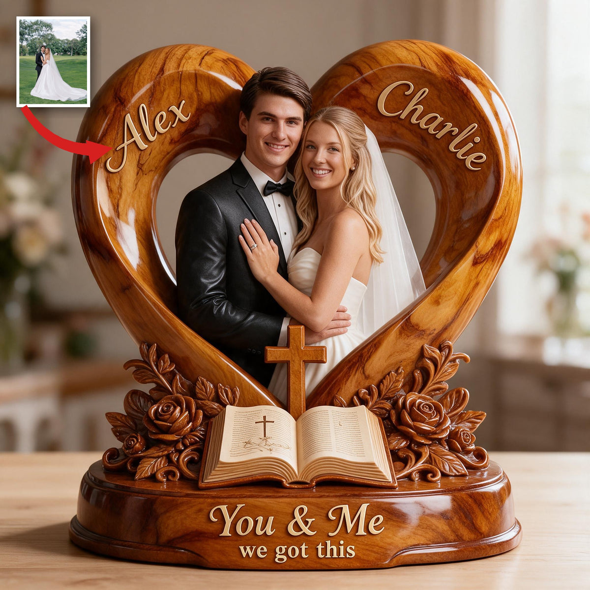 Personalized Custom Photo Wedding Couple Acrylic Plaque Wedding Keepsake Gift