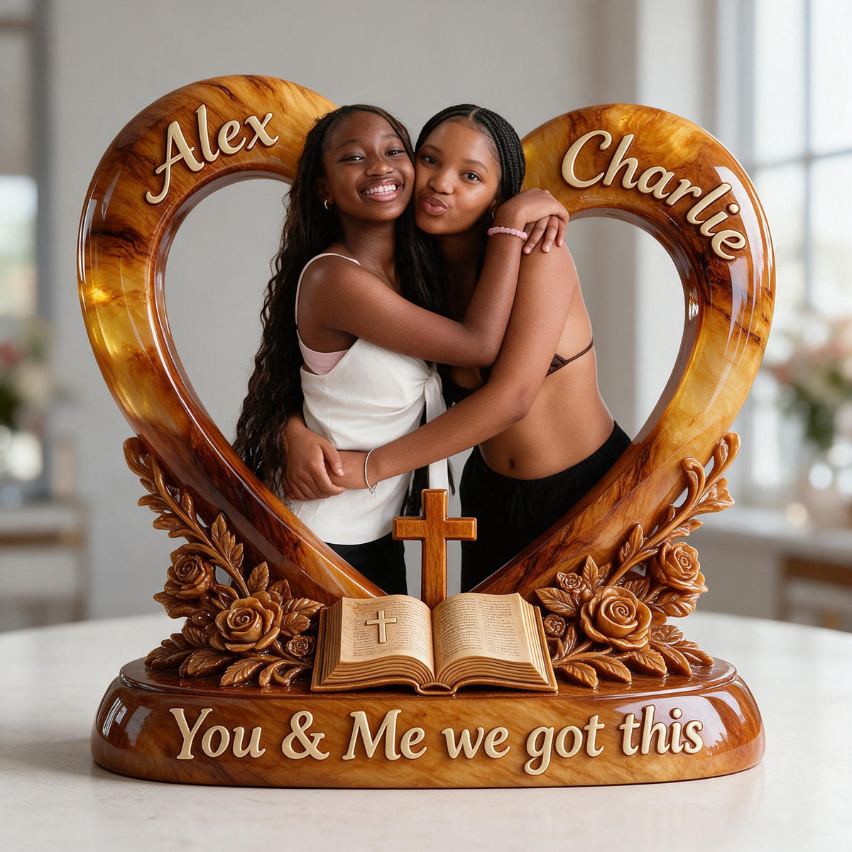Personalized Custom Photo Black Lesbian Couple Acrylic Plaque LGBT Couple Keepsake