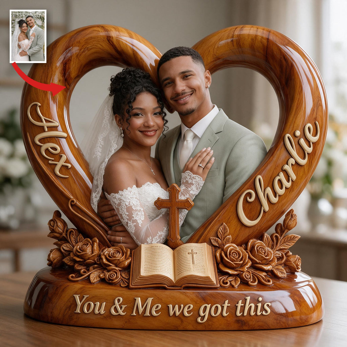 Personalized Custom Photo Wedding Latino Couple Acrylic Plaque, Husband Wife Keepsake Gift
