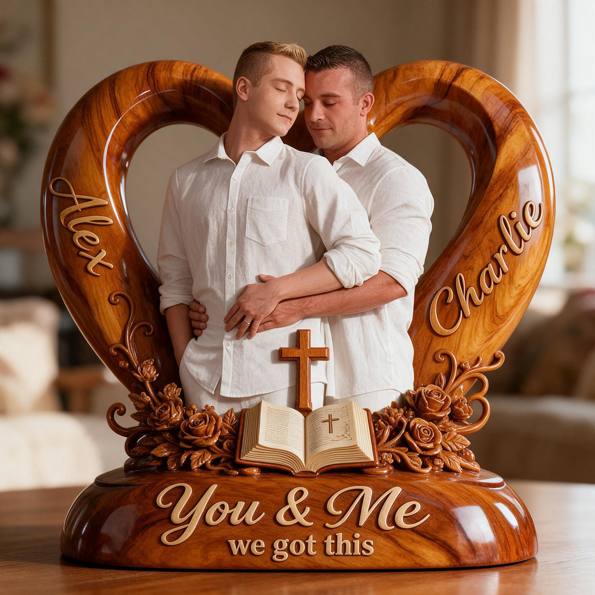 Personalized Custom Photo Gay Couple Acrylic Plaque LGBT Keepsake Decor
