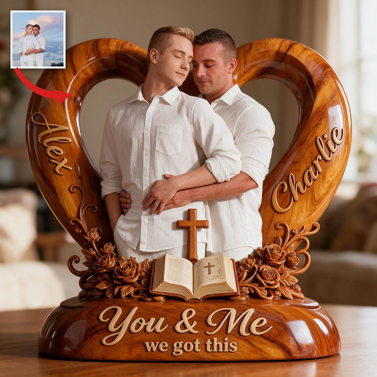 Personalized Custom Photo Gay Couple Acrylic Plaque LGBT Keepsake Decor