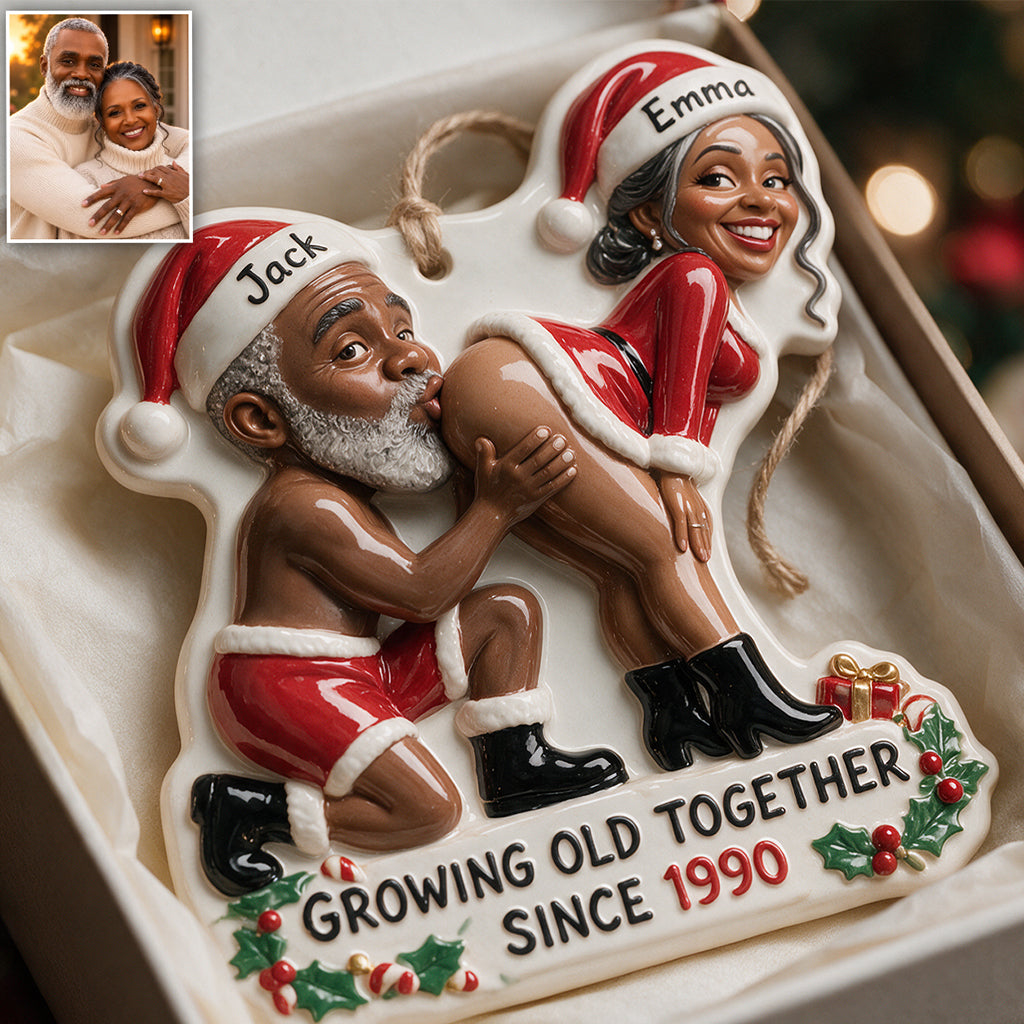 Personalized Custom Photo Christmas Spicy Husband Wife Couple 3D Ornament