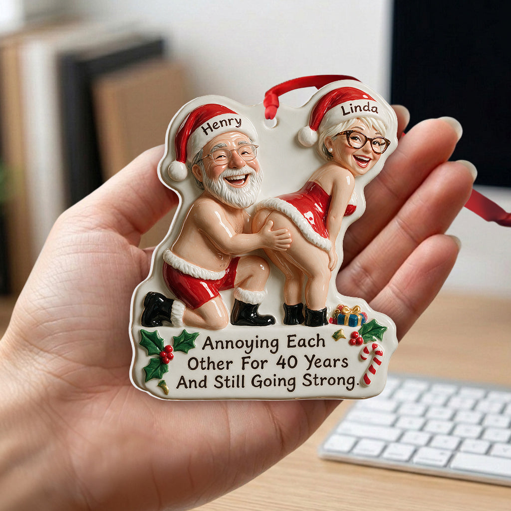 Personalized Custom Photo Christmas Middle-Aged Latino Couple 3D Ornament Funny Couple Gift