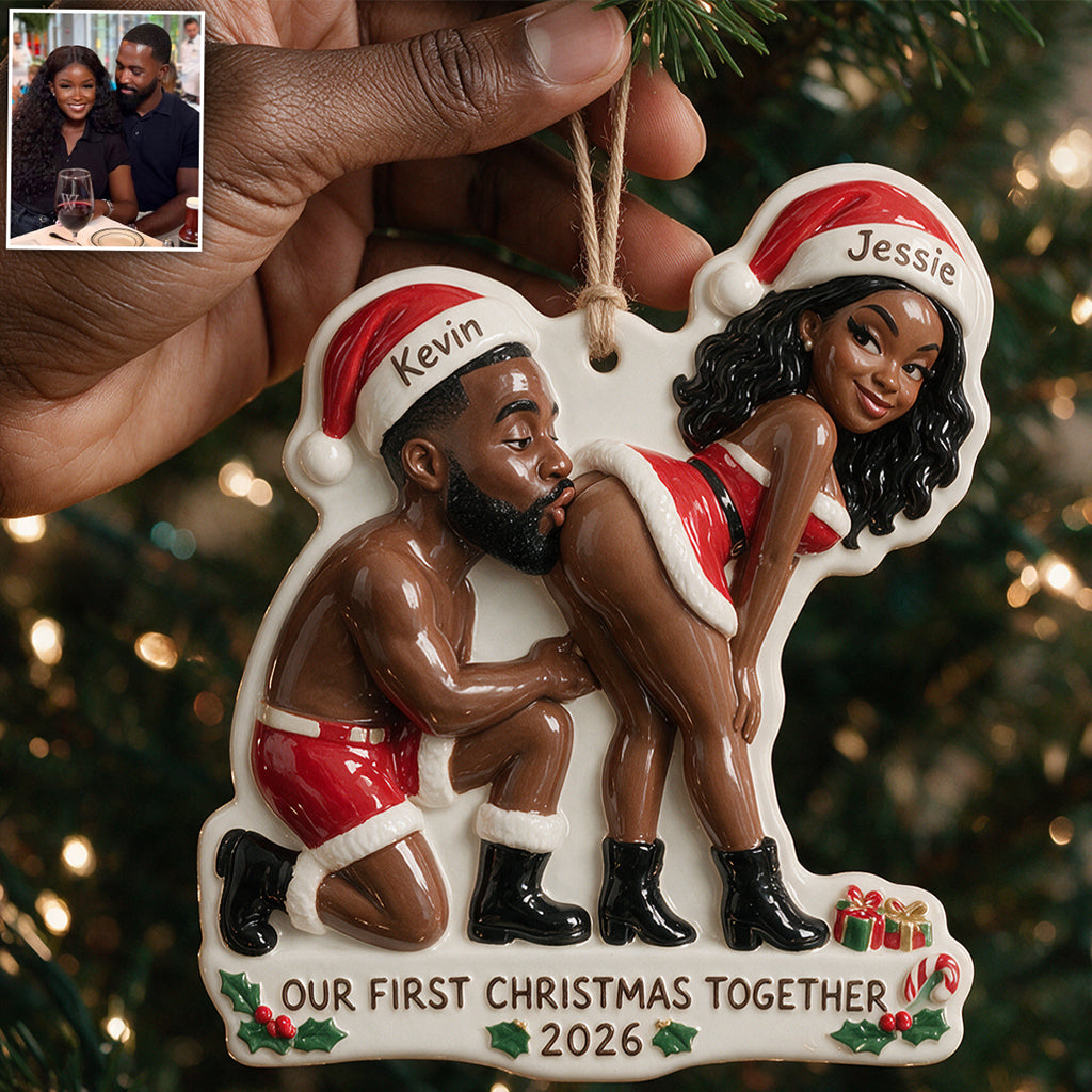 Personalized Custom Photo Christmas Older Latino Couple 3D Ornament Funny Couple Gift