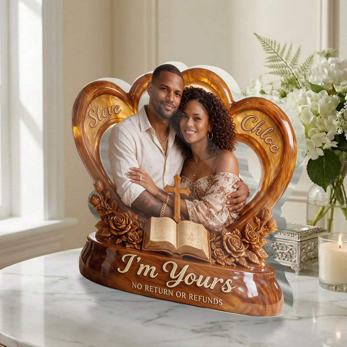 Personalized Custom Photo Older Black Couple Acrylic Plaque, Husband Wife Grandparents Keepsake Gift