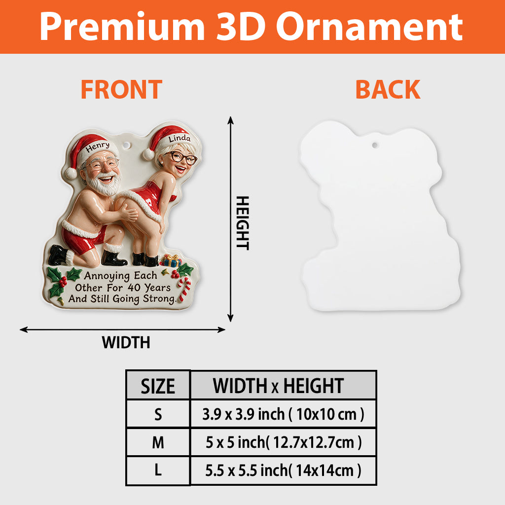 Personalized Custom Photo Christmas Spicy Husband Wife Couple 3D Ornament