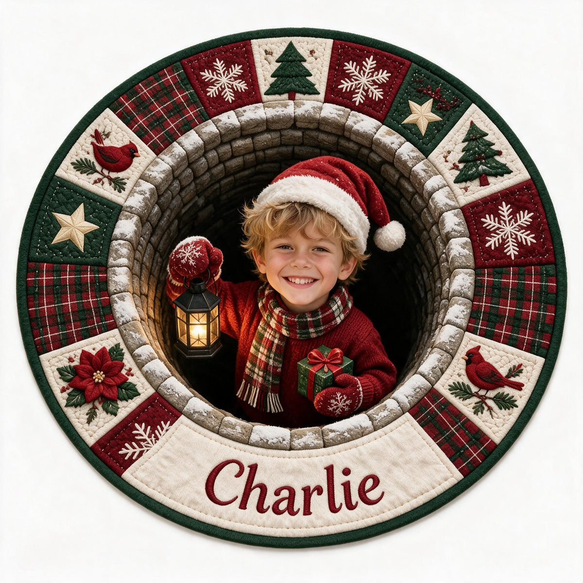 Personalized Christmas Little Boy Non-Slip Tufted Rug Holiday Home Decor
