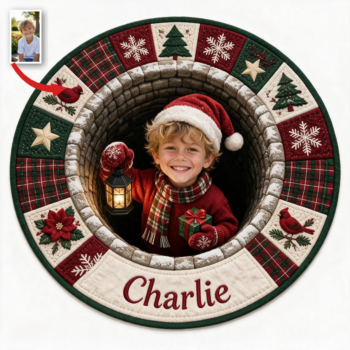 Personalized Christmas Little Boy Non-Slip Tufted Rug Holiday Home Decor