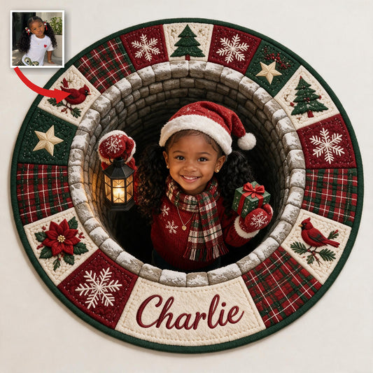 Personalisierter Weihnachts-Teppich für kleine Mädchen, rutschfest, Geschenk für Kinder