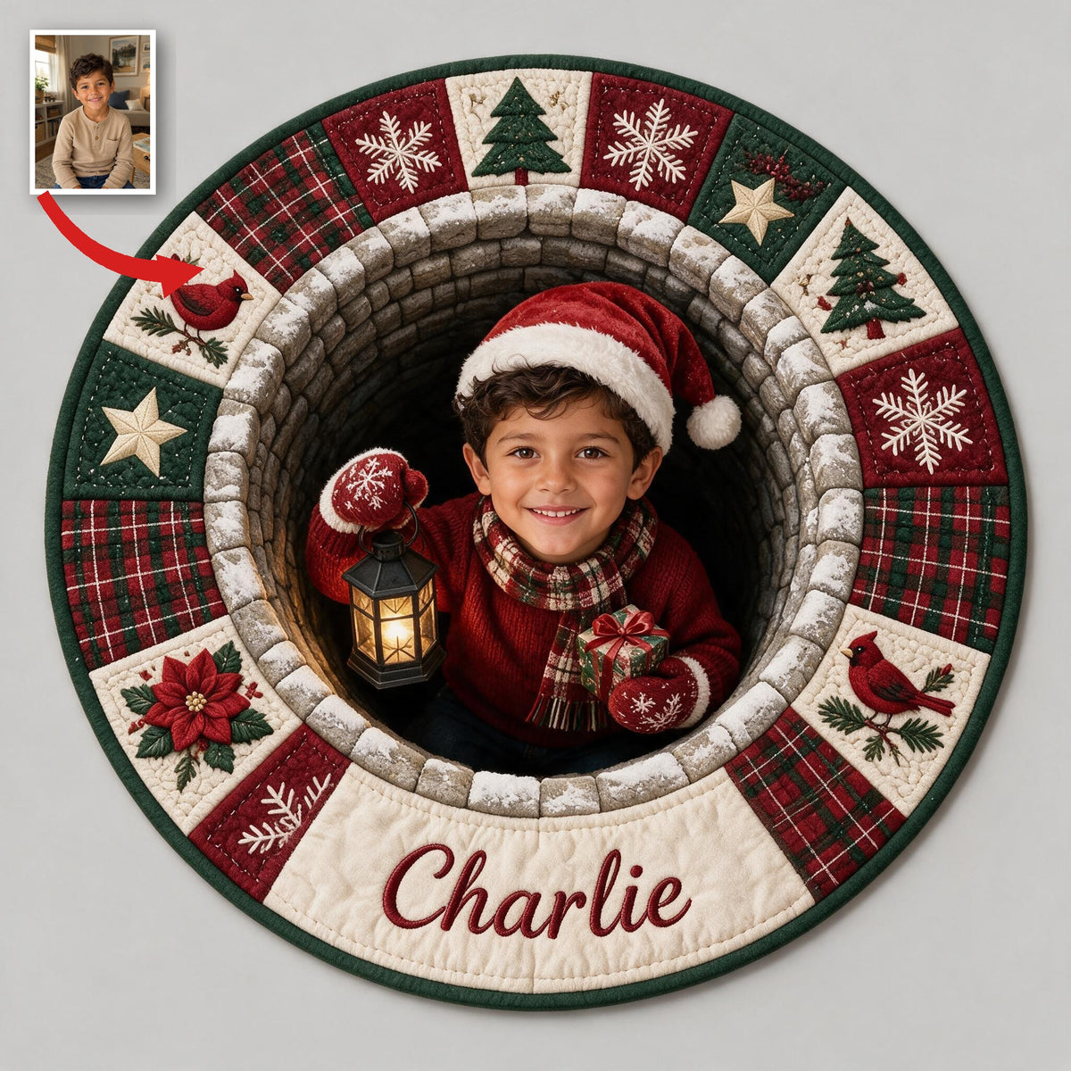 Personalized Christmas Latino Little Boy Non-Slip Tufted Rug Holiday Decor