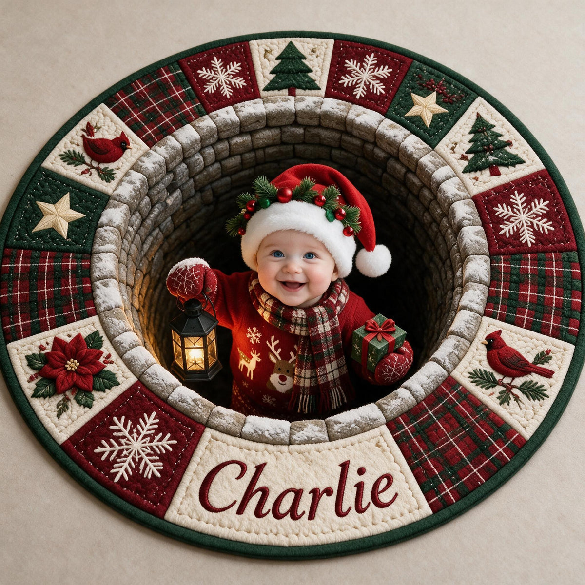 Personalized Christmas Baby Boy Non-Slip Tufted Rug Holiday Decor