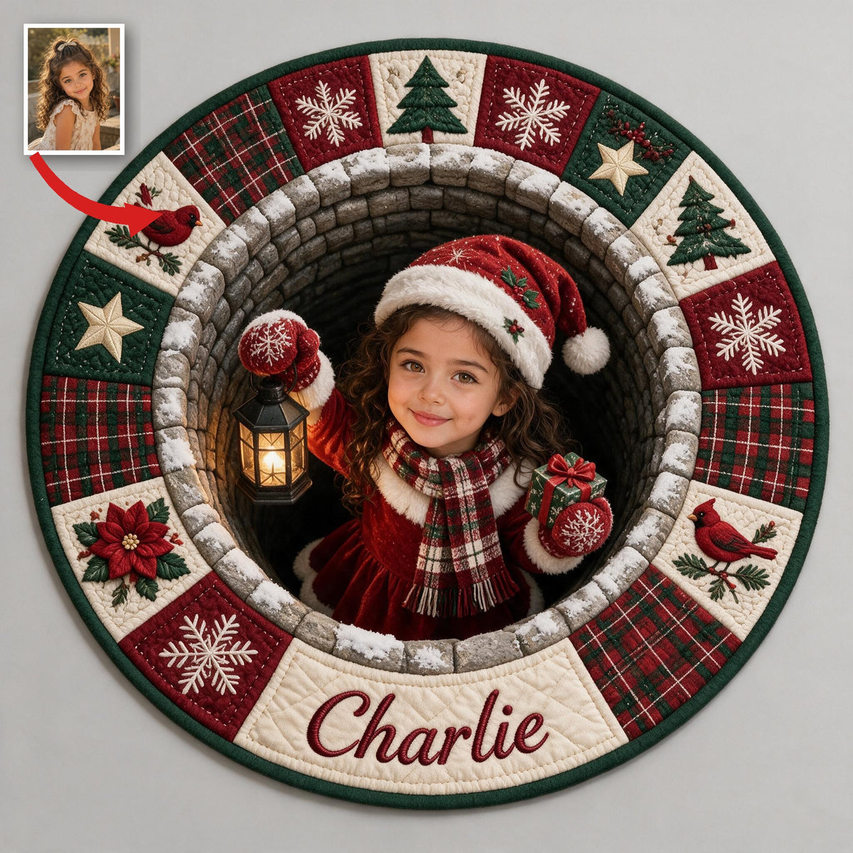 Personalized Christmas Latina Little Girl Non-Slip Tufted Rug Kid Holiday Gift