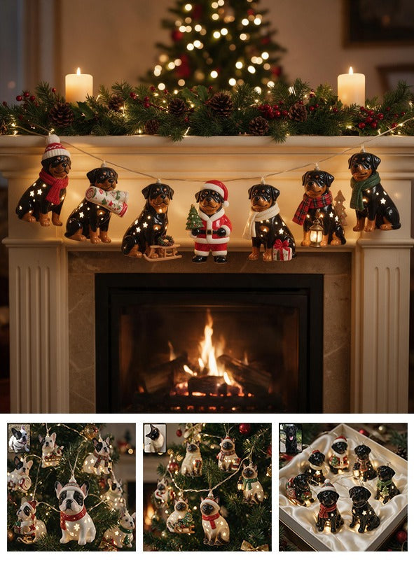 Personalized Custom Photo Christmas Adult Black and Tan Rottweiler String Lights