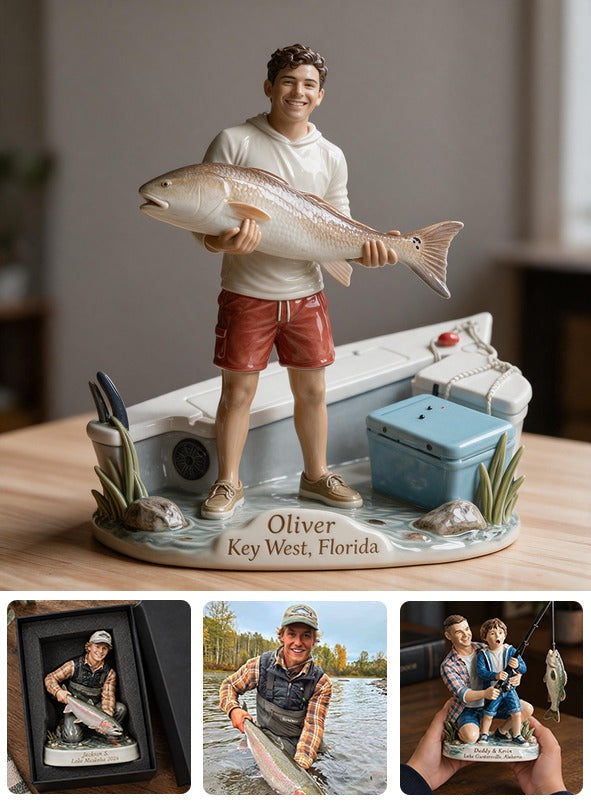 Personalized Custom Photo Latino Fisherman 3D Resin Plaque Fishing Decor Gift