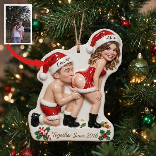 Personalized Custom Photo Christmas Spicy Husband Wife Couple 3D Ornament