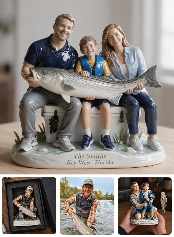Personalized Custom Photo Fishing Family 3D Resin Plaque Home Decor