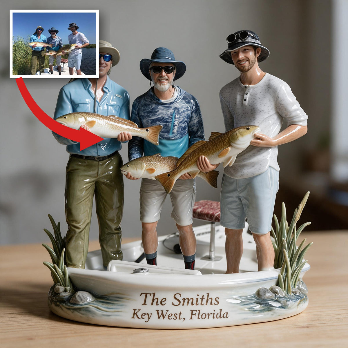 Personalized Custom Photo Fishing Group 3D Resin Plaque Angler Keepsake Gift