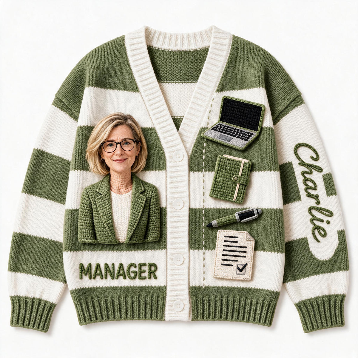 Personalized Older Female Colleague Cardigan Sweater Office Work Gift