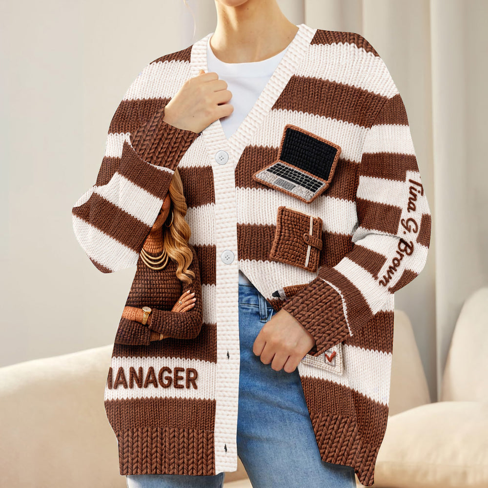 Personalized Female Office Manager Cardigan Sweater Work Colleague Gift