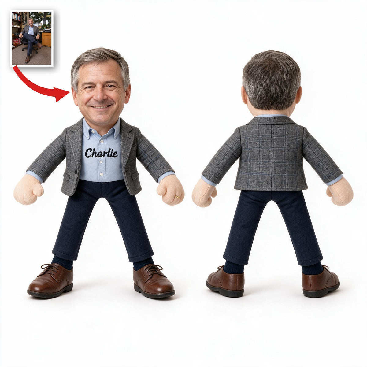 Personalized Older Male Colleague Posable Plush Doll Custom Keepsake Gift