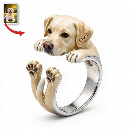 Bague Ajustable en Forme de Labrador Jaune Personnalisée pour Adultes