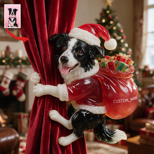 Personalisierte Foto-Weihnachtsvorhang-Tieback Border Collie Deko