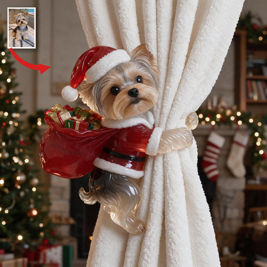 Personalisierte Weihnachts-Yorkshire Terrier Vorhanghalterung für Ihr Zuhause