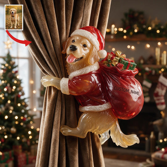 Personalisierte Foto Weihnachts Golden Retriever Vorhang Halterung