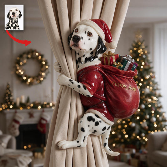 Personalisierte Foto-Weihnachts-Dalmatiner Vorhanghalterung für Zuhause