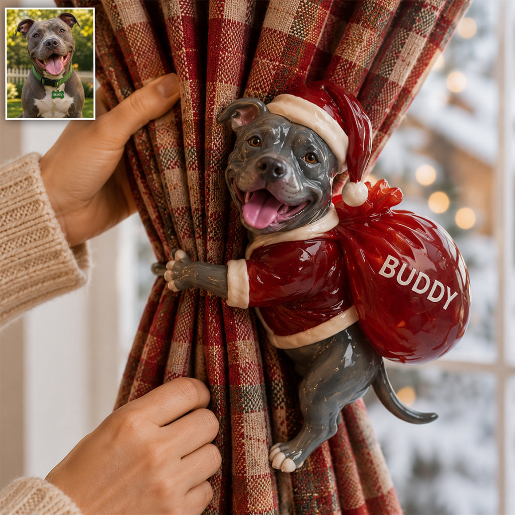 Personalized Custom Photo Christmas Yellow Labrador Retriever Curtain Tieback Holiday Home Decor