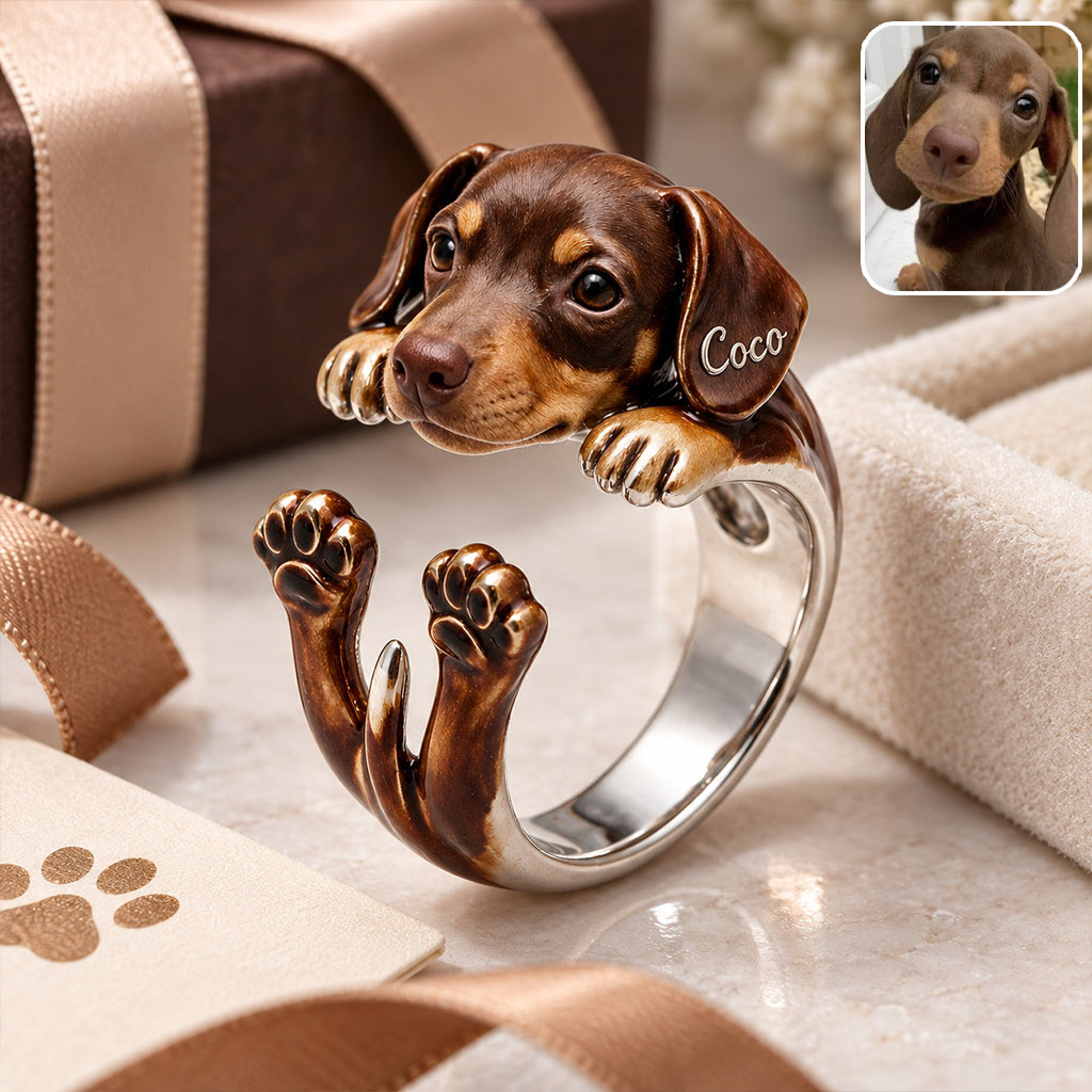 Personalized Blue Eyed Siberian Husky Adjustable Ring Dog Lover Gift