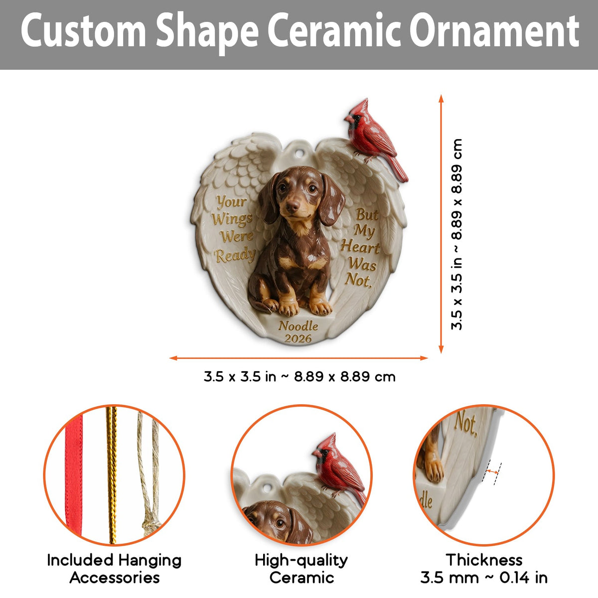 Personalized Custom Photo Fawn Pug Memorial Ceramic Ornament Pet Keepsake