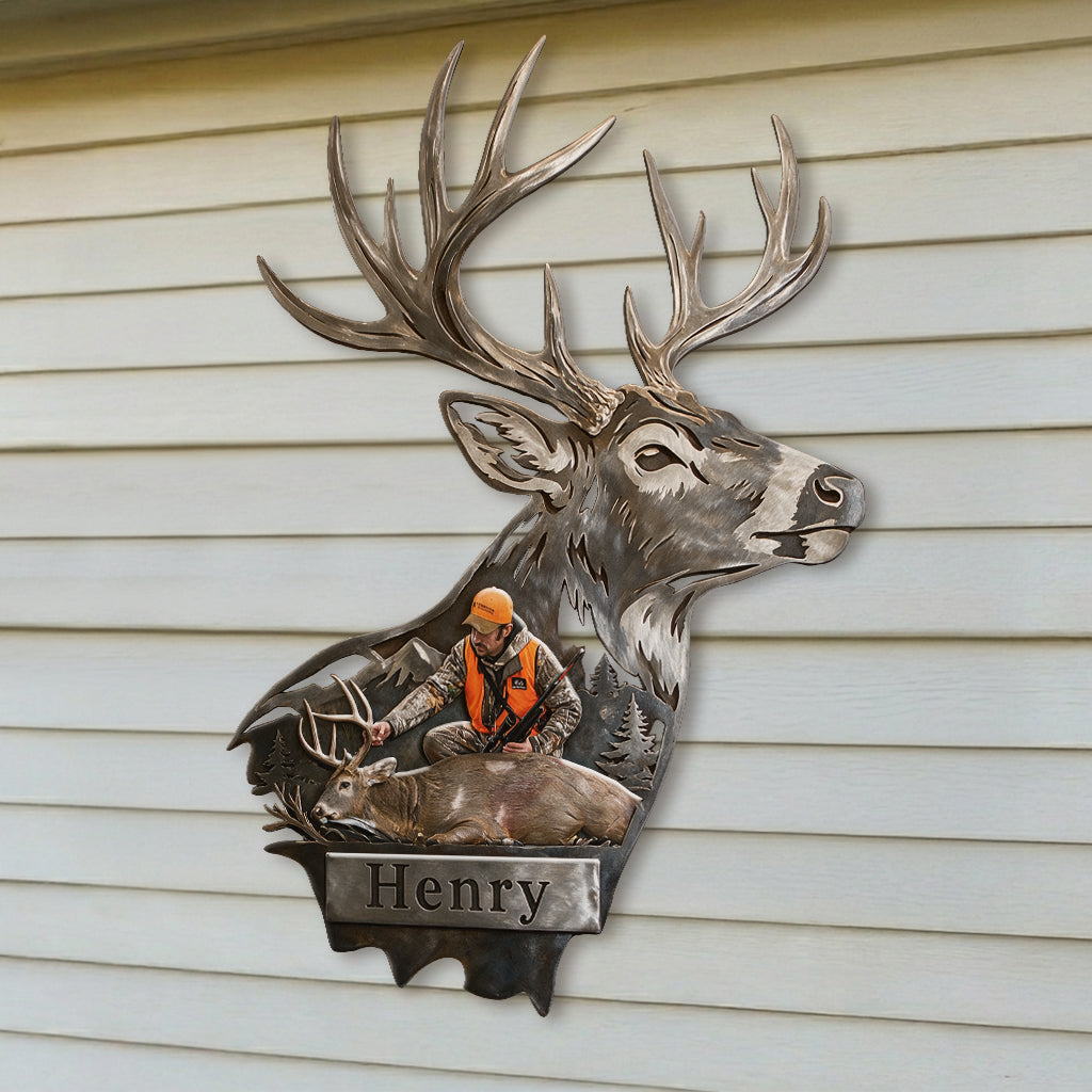 Personalized Custom Photo Middle-aged Duck Hunting Couple 3D Cut Metal Sign Hunting Wall Decor