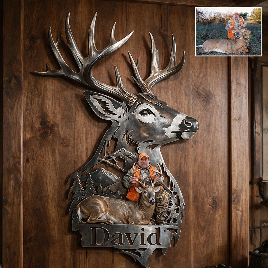 Personalized Custom Photo Black Duck Hunter 3D Cut Metal Sign Hunting Wall Decor