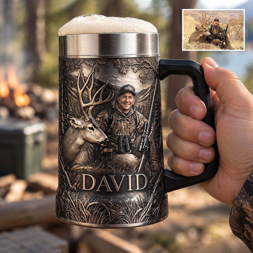 Personalized Black Duck Hunter Beer Stein, Hunting Gift for Beer Lovers