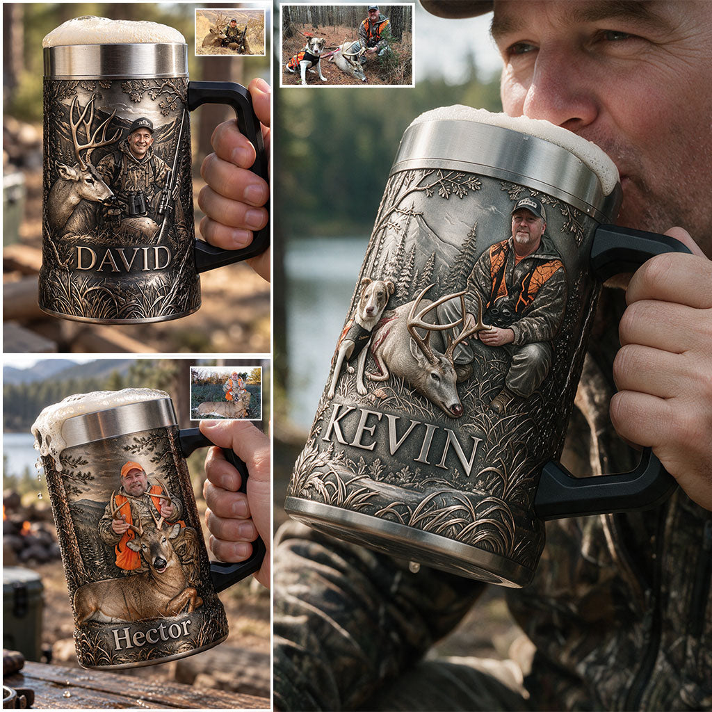 Personalized Middle-Aged Duck Hunter Beer Stein Hunting Gift