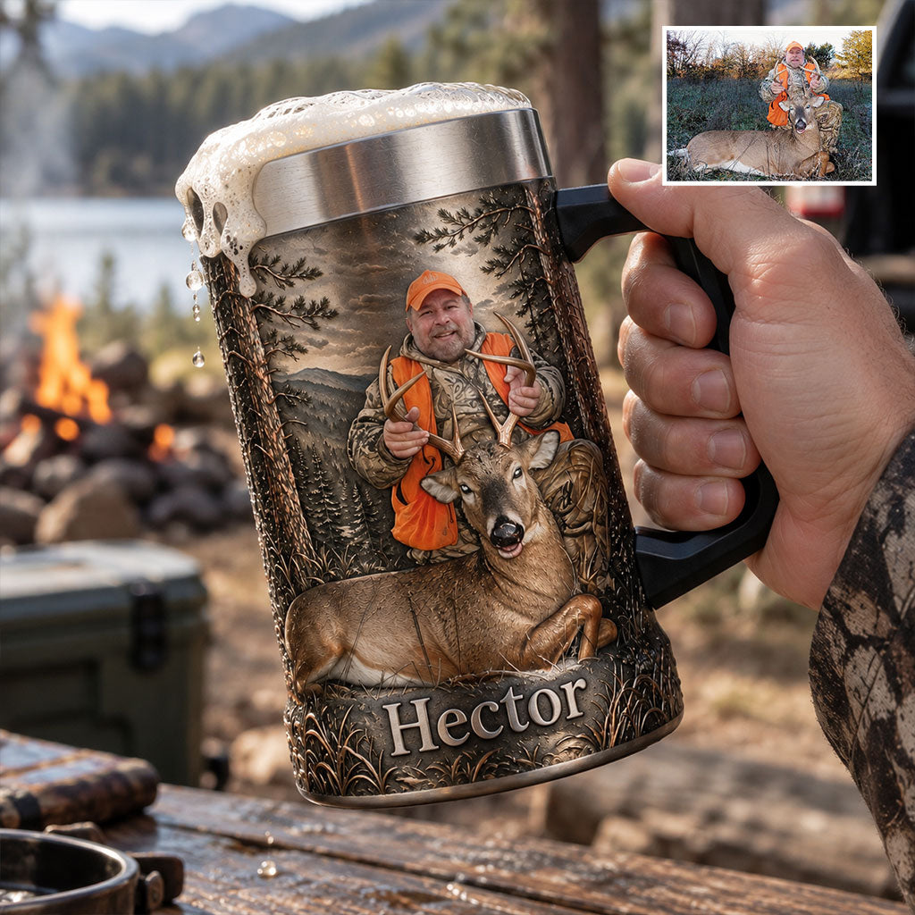 Personalized Middle-Aged Black Duck Hunter Beer Stein Hunting Gift