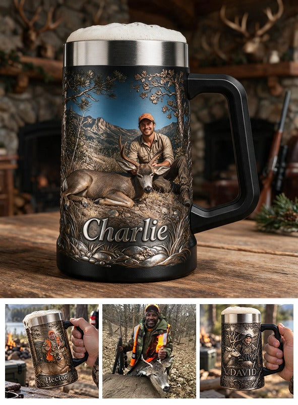 Personalized Latino Hunter with Deer Beer Stein Hunting Gift