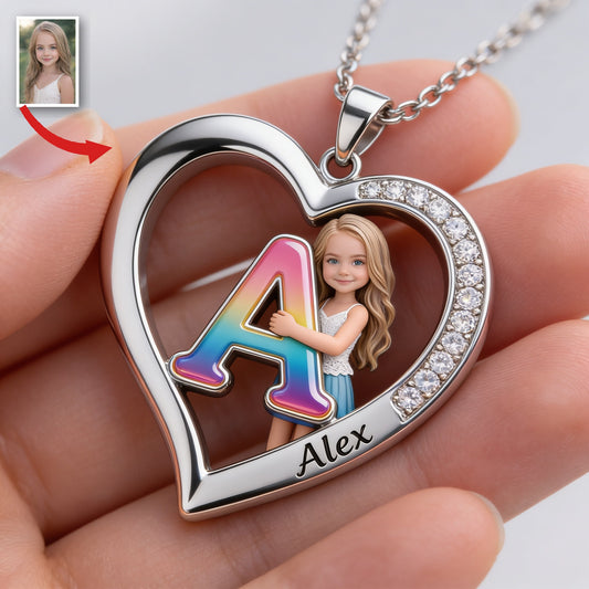 Collier Pendentif Personnalisé Photo Petite Fille, Cadeau Fille Filleule Nièce