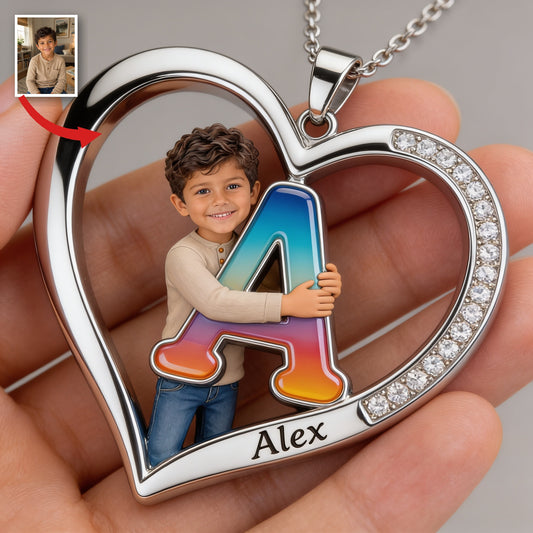 Collier Pendentif Cœur Photo Personnalisé Garçon Latino Cadeau Fils Petit-fils Neveu