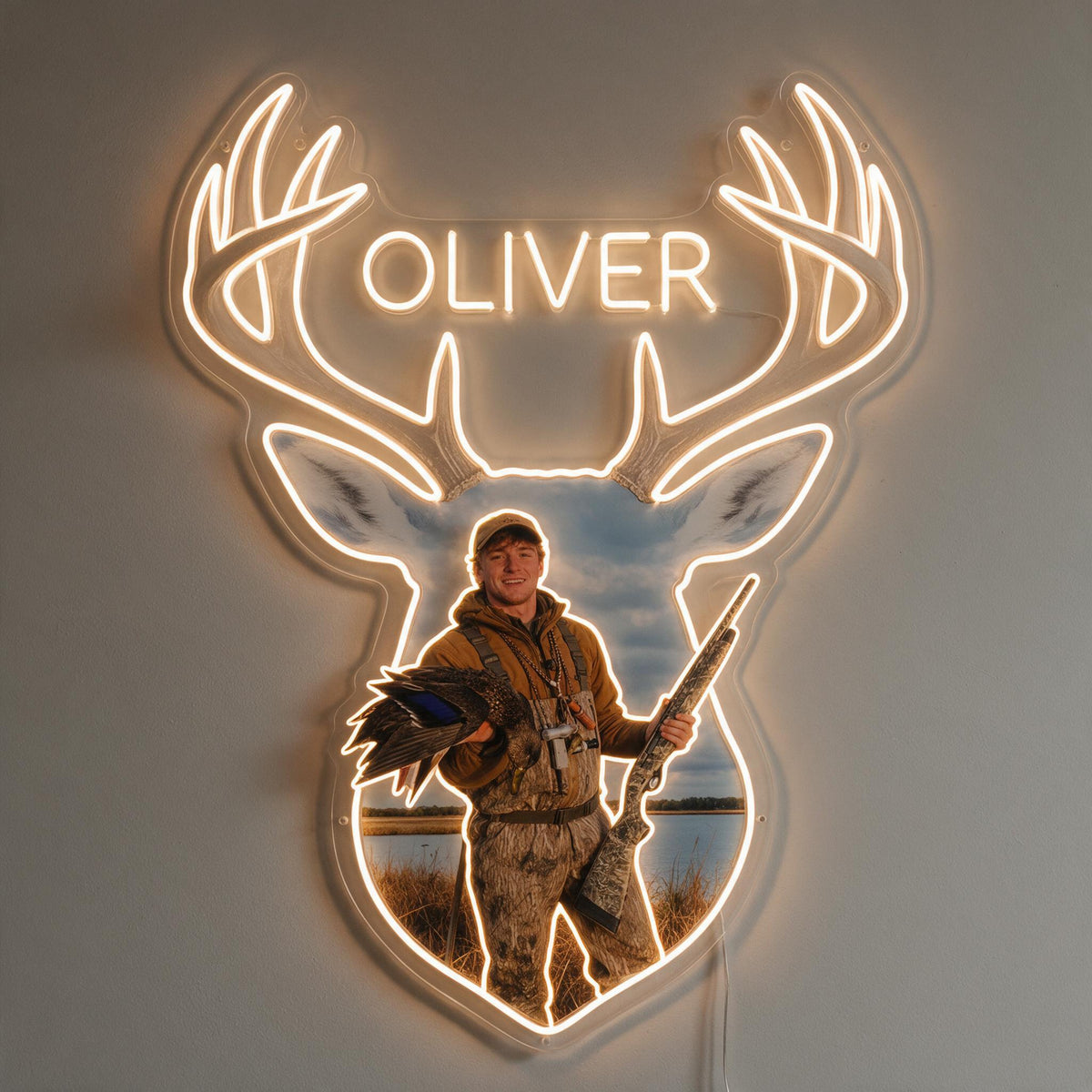 Personalized Duck Hunter Neon LED Light Sign Hunting Wall Decor