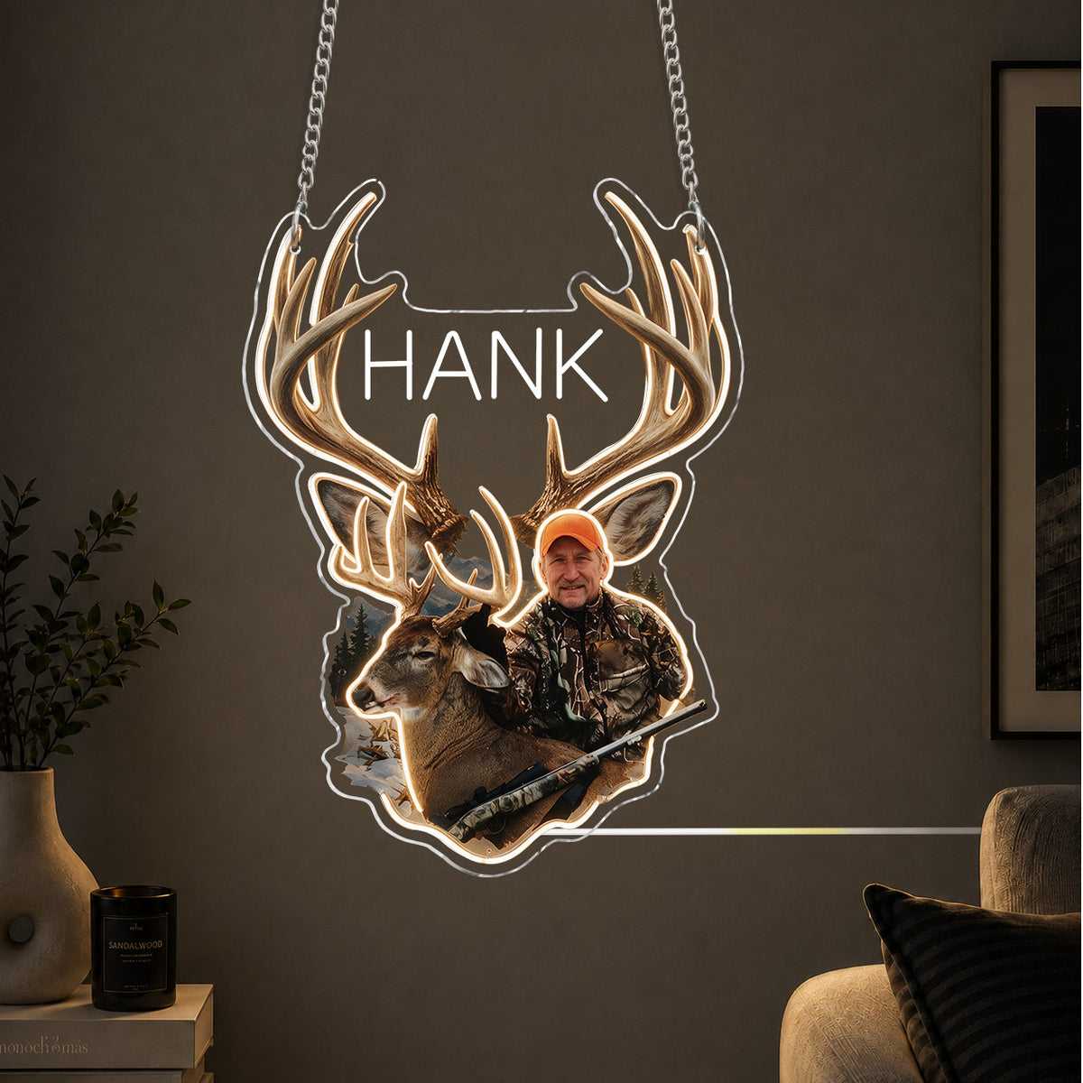 Personalized Duck Hunter Neon LED Light Sign Hunting Wall Decor