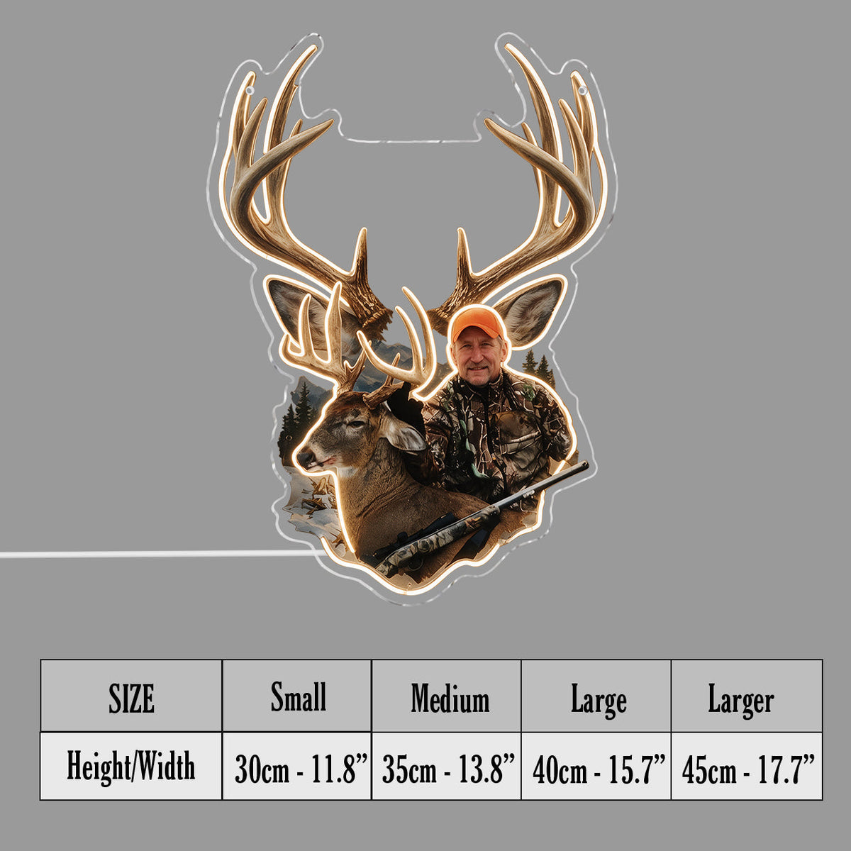 Personalized Middle-Aged Black Hunter with Deer Neon LED Light Sign Hunting Decor