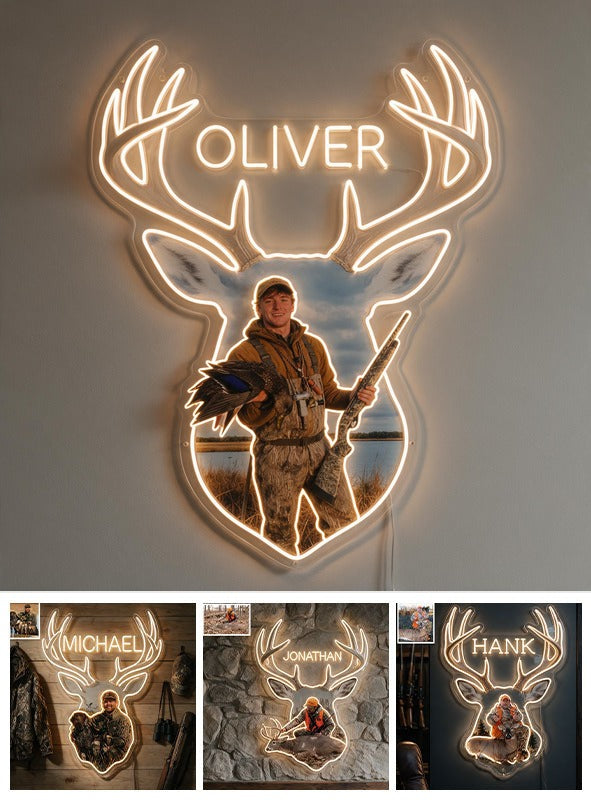 Personalized Duck Hunter Neon LED Light Sign Hunting Wall Decor