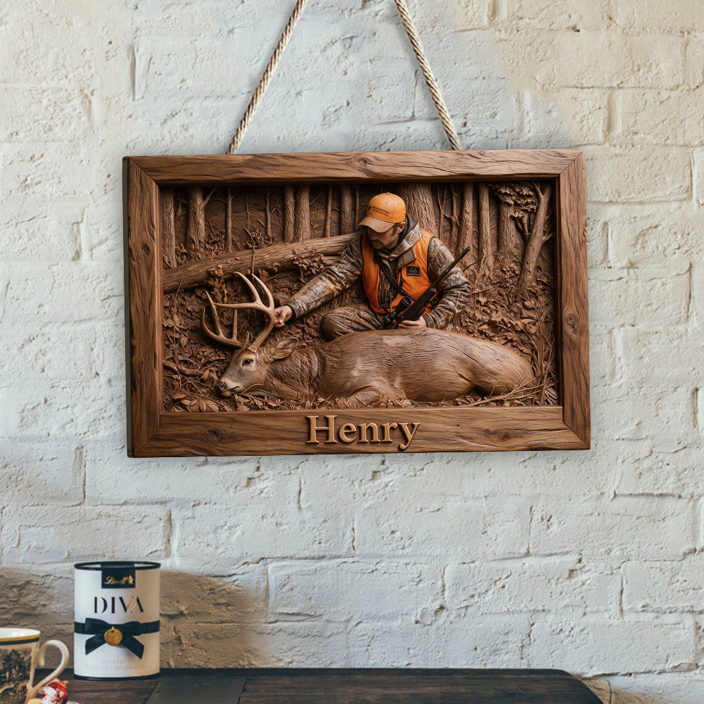 Personalized Custom Photo Middle-Aged Duck Hunter Wood Sign Hunting Wall Decor Gift
