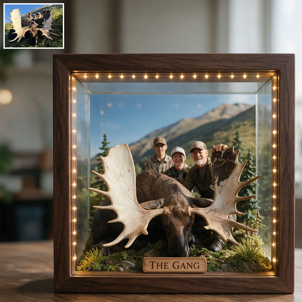 Personalized Custom Photo Duck Hunting Group LED Wooden Frame Light Hunting Gift