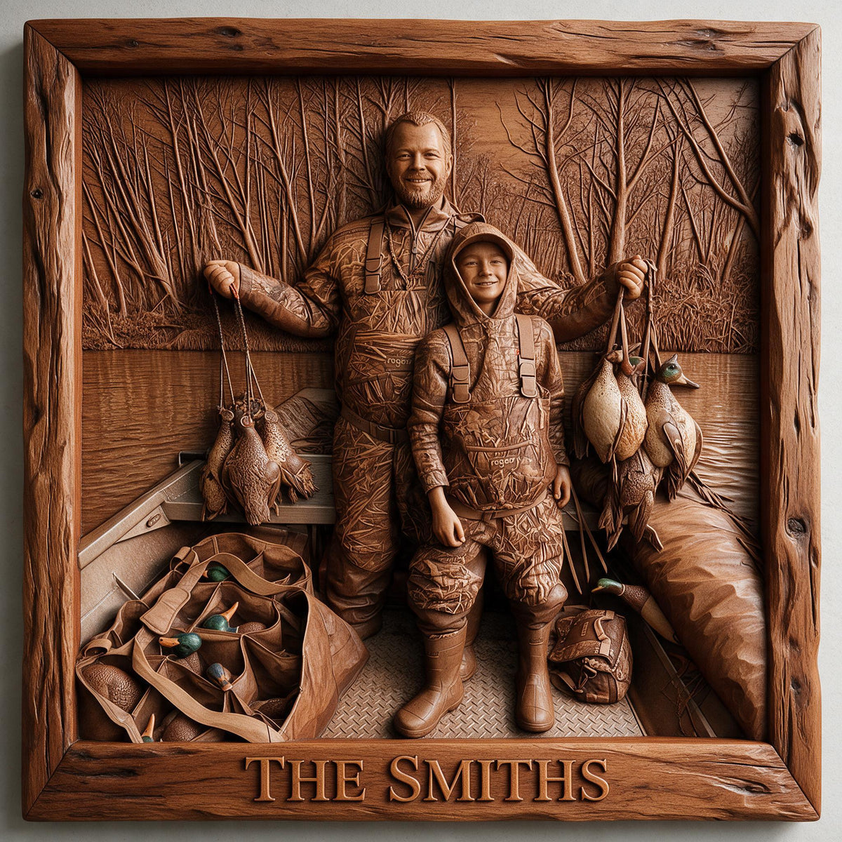 Personalized Custom Photo Father and Child Duck Hunters Wood Sign Hunting Decor