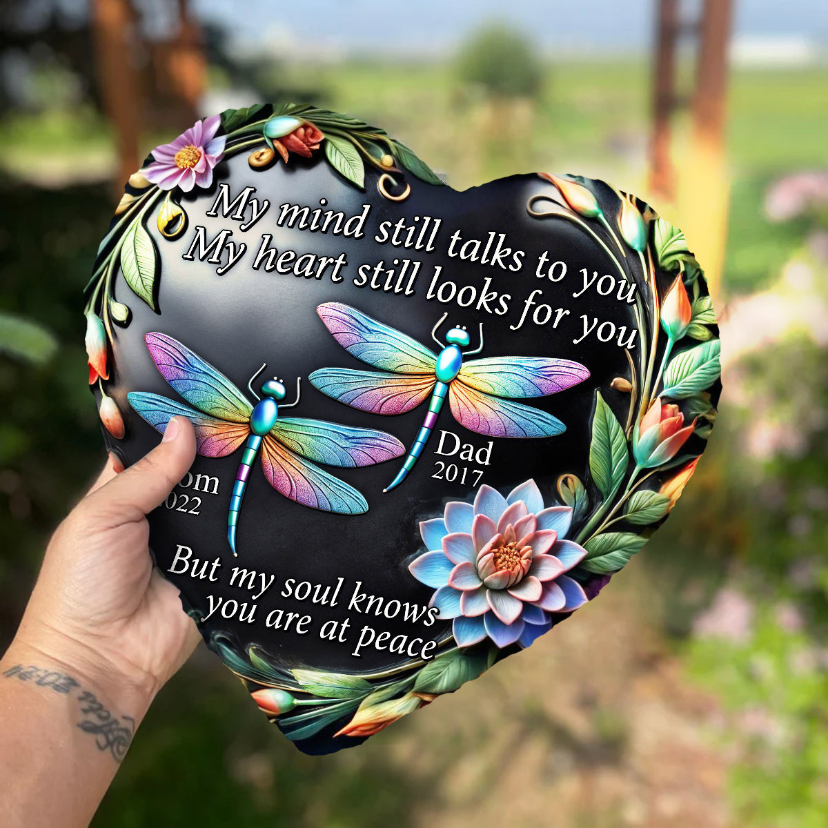 My Mind Still Talks To You - Personalized Memorial Heart Shaped Stone