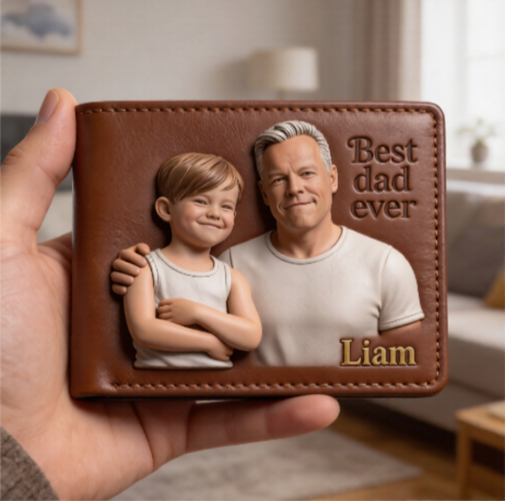 Personalisierte Foto - Individuelle Leder Geldbörse für Väter