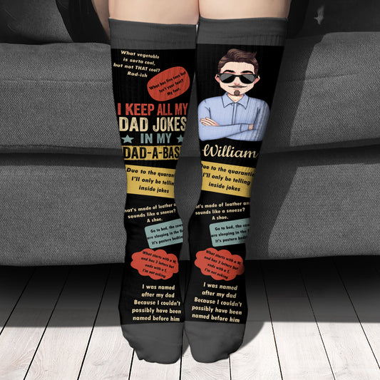 I Keep All My Dad Jokes - Personalized Father's Day Father Socks